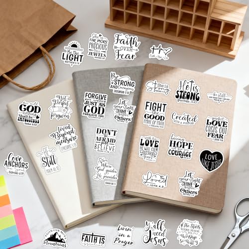 Bible Verse Religious Stickers - 100 Pcs Christian Water Bottle Stickers, Motivational Waterproof Scrapbook Sticker, Vinyl Decals for Luggage Laptop Journal - style: Bible