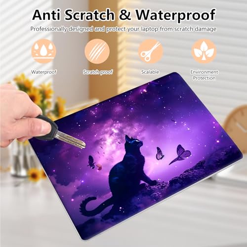 Laptop Skin Sticker Decal 15.6 Inch,12 13 13.3 14 15 15.6 in Laptop Netbook Skins for Notebook,Art Decal Removable Waterproof Scratch Resistant,Universal Vinyl Cover,Galaxy Cat Purple - color: Galaxy Cat Purple