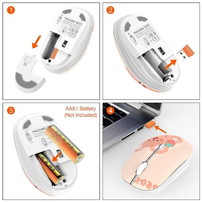 FMOUSE Cute Wireless Mouse, Bluetooth & 2.4GHz Dual Mode, Silent Click, AA Battery Powered, Kawaii for Kids Students Teen Girls, Compatible with Laptop Mac iPad PC (Kerry Bear) - color: Kerry Bear