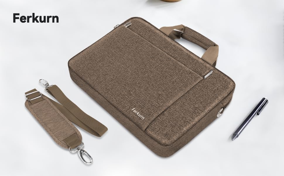 Ferkurn Laptop Bag Case for Women Men Computer Bag Compatible with HP Envy Pavilion Omen/LG Gram/MSI/Dell Inspiron XPS/Lenovo/Acer, Shoulder Strap Carrying Messenger Briefcase, Brown, 17 17.3 Inch - color: Brown, size: 17.3 inch