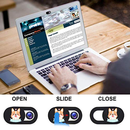 Webcam Cover Slide Ultra Thin Laptop Camera Privacy Protect, Koji | 3 Pcs Cute Dog, Ultra thin camera cover fit for Cell phone desktop tablet PC, front camera blocks webcam to protect privacy - color: Koji 3
