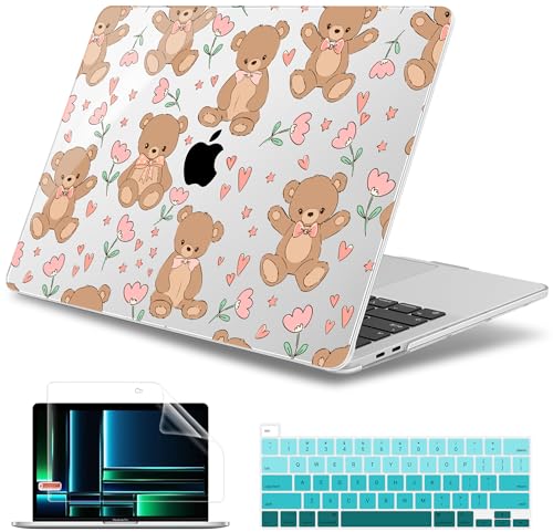 May Chen Case for MacBook Pro 13 inch M2 2023,2022,2021,2020 A2338 M1 A2251 A2289, Plastic Hard Shell Cover for MacBook Pro 13" with Touch Bar Fits Touch ID, Cute Teddy Bear - color: Cute teddy bear