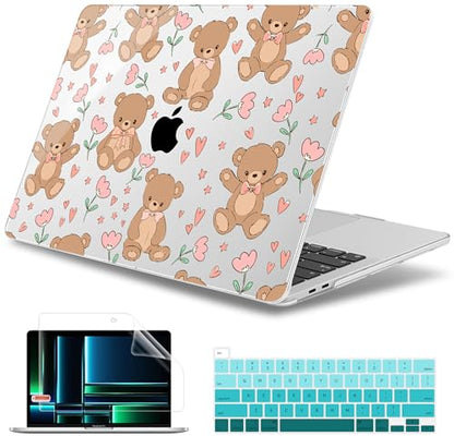 May Chen Case for MacBook Pro 13 inch M2 2023,2022,2021,2020 A2338 M1 A2251 A2289, Plastic Hard Shell Cover for MacBook Pro 13" with Touch Bar Fits Touch ID, Cute Teddy Bear - color: Cute teddy bear