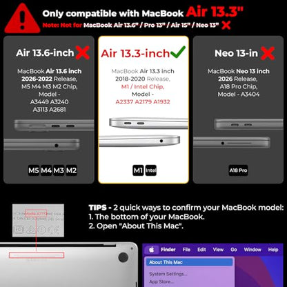 EooCoo Case for MacBook Air 13 inch M1 2020-2018, Crystal Clear | Crystal Hard Shell Scratch Resistant Protective Cover, Lightweight, Ultra Thin and Transparent, Easy Snap-On - color: Crystal Clear, size: Air 13.3-inch