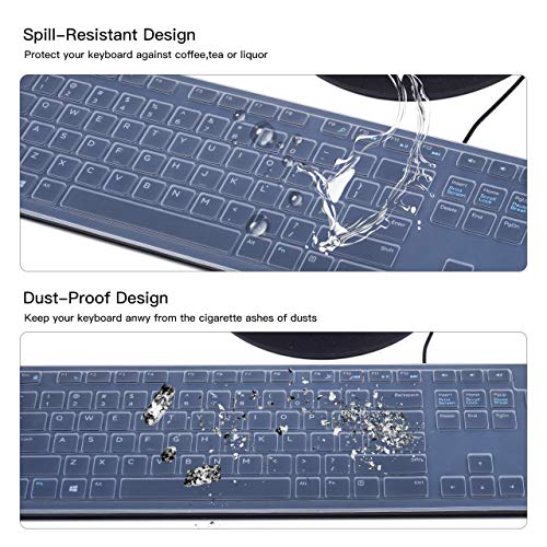 CASEDAO Clear Keyboard Cover Compatible with Dell KB216 KB216p KB216d / KM636 Wireless Keyboard, Dell Optiplex 5250/3050/3240/5460/7450/7050,Dell Inspiron AIO 3475/3670/3477 All-in one Desktop - color: Clear (for Dell KB216 KM636 Keyboard)