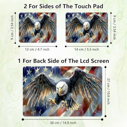 Laptop Skin Sticker Decal, Universal Reusable Vinyl Laptop Cover for 12" 13" 13.3" 14" 15" 15.4" 15.6" Notebook PC, Reusable Waterproof Scratch-Resistant with 2 Wrist Pads,Eagle American Flag - color: Eagle American Flag