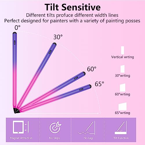 TaIYanG iPad Stylus Pen for iPad 2018-2026, Palm Rejection, Fast Charging | Tilt Sensitivity, for iPad Pencil A16 /10/9/8/7/6, Pro 11/13" (M5/M4),Air M4/M3/M2/5/4, Pro 11/12.9",Mini 6/5,Gradient Purple - color: Gradient Purple
