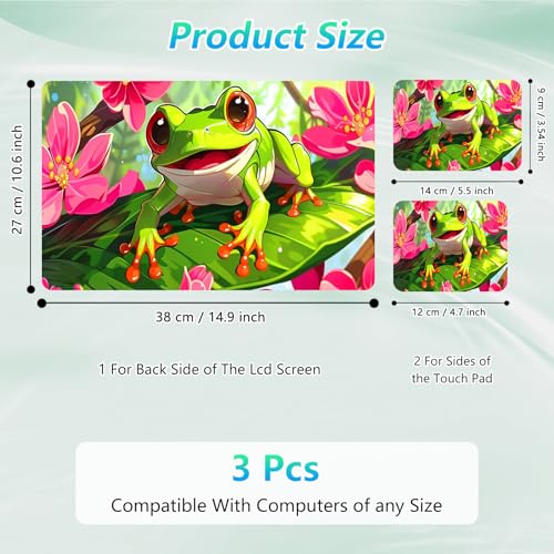Laptop Skin Sticker Decal 12"-15.6" Universal Laptop/Notebook/Netbook Vinyl - Waterproof Scratch Resistant,Fits HP Dell Lenovo MacBook,2 Free Wrist Pads,Easy Apply & Remove,Cute Frog Flower - color: Cute Frog Flower