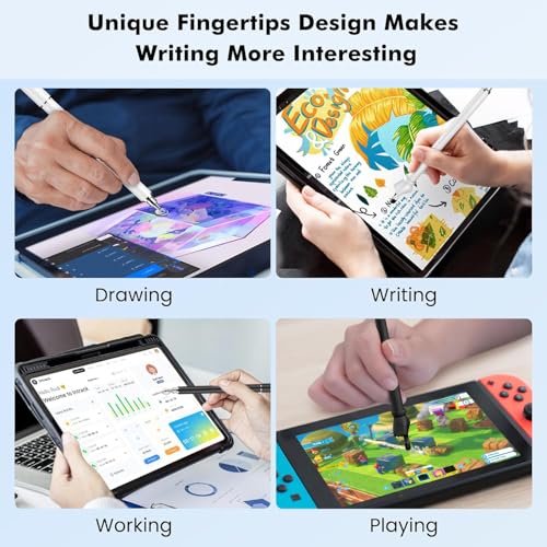 MEKO Stylus Pen for Touchscreen, 2-in-1 Stylus | 2-in-1 Fingertip Design,High Sensitivity,Work for iPhone iPad Android Tablets Switch All Touch Screens (Black/White)