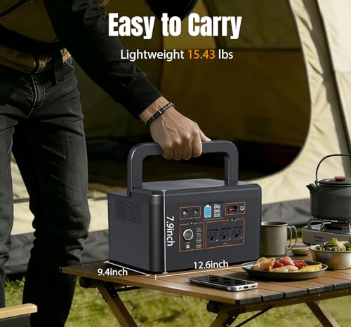 Portable Power Station 650W (1200W Peak), 576Wh Solar Generator | LiFePO4 Battery 3.5 Hour Fast Charging for Home & Emergency Backup, Hurricane, CPAP (Solar Optional) - color: Black