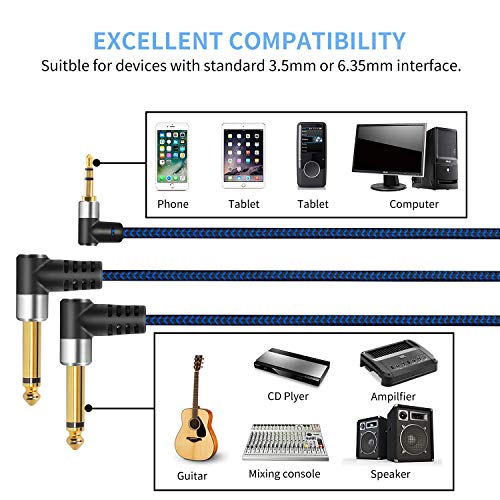 3.5mm TRS to Dual 6.35mm TS Stereo Breakout Cable 10 ft for Mixers - size: 10FT