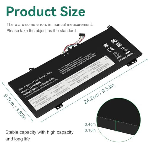 TREE.NB L17M4PB0 Battery for Lenovo Flex 6-14IKB 6-14ARR IdeaPad 530S-14ARR 530S-14IKB 530S-15IKB Yoga 530-14ARR 530-14IKB XiaoXin Air 14IKBR 15IKBR 15ARR 15IWL Series L17C4PB0 L17C4PB2 - size: 9.53x3.82x0.16inch L17M4PB0