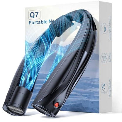 Portable Neck Fan, 6000mAh Personal Fan, 360° Cooling Rechargeable Wearable Fan, 6 Speeds Adjustable Hands-Free Fans for Travel, Outdoor, Office, Ideal Summer Gifts - color: Black