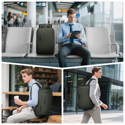 Small Inch Laptop Backpack with USB A/C Port, Slim Water-Resistant Computer Backpack for Work, College and Travel, Gray - color: Green