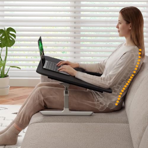 Lap Desk for Bed & Couch, Couch Lap Desk for Adults with Arm Rest, Ergonomic Laptop Desk, Adjustable Height & Angle Bed Table for Working, Reading & Gaming