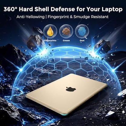 MOSISO Compatible with MacBook Air 13 inch Case M5 2026 M4 M3 M2 2025-2022 | A3449 A3240 A3113 A2681, Scratch-Resistant Shock-Absorbent Reinforced Hard Shell Cover for MacBook Air 13.6 Case, Starlight - color: Starlight