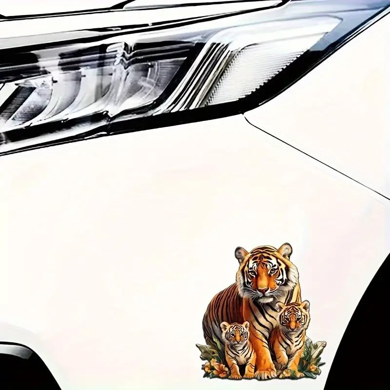 Tiger Family PVC Vinyl Car Decals Stickers Waterproof Self-Adhesive Decals for Cars, Laptops, Trucks, Motorcycles Wall Window Luggage Scratch Cover Door Decor Sticker