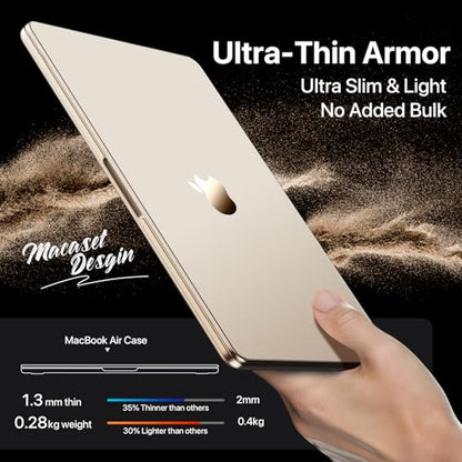 Macaset for MacBook Air 15 inch Case M5 M4 M3 M2 2026-2023 Mac Laptop Cover | Starlight Color Match, Matte Clear, Anti Fingerprint & Scratch, Close Seamlessly, Protective Hard Shell, Ultra Thin Snap Fit - color: Starlight Clear