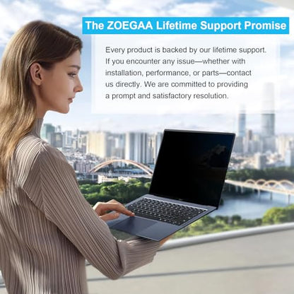 ZOEGAA Laptop Privacy Screen Protector 14 Inch 16:9 Aspect Ratio. | 1 Install Ways; Anti Bule Light/Glare; Compatible With HP Dell Lenovo Samsung Thinkpad - size: Magnetic 14 inch (16:9)