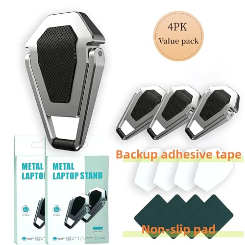 (2 PK/4Pcs) Laptop Stand Foldable & Portable Zinc Alloy Laptop Riser with Anti-Slip Pads Ergonomic Height Adjustment for 12-20 Inch Laptop to Reduce Neck Strain & Improve Cooling - style: Silver-4