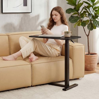 OLIXIS Overbed Bedside Table, Adjustable Hospital & Home Use Bed Table with Wheels, Rolling Laptop Tables, Mobile Standing Desk, Sturdy & Space Saving Design, Ink - color: Ink