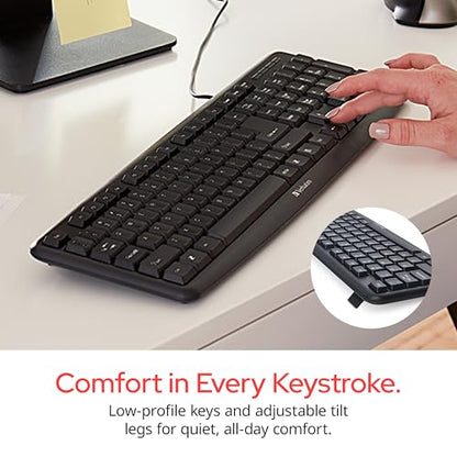 Verbatim Slimline Wired Keyboard USB Plug-and-Play Numeric Keypad Adjustable Tilt Legs Corded Full-Size Computer Keyboard Compatible with PC, Laptop - Frustration Free Packaging Black 99201 - style: Wired Keyboard