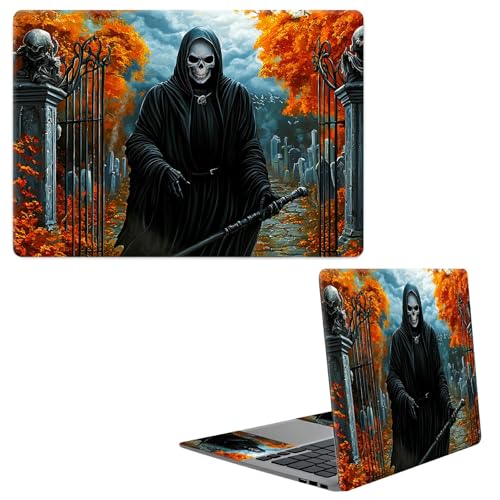 Laptop Skin Sticker Decal, Universal Protective Cover Fit 12 13 14 15.6 Inch Notebook, Reusable Water-Resistant Vinyl Decal w/ 2 Wrist Pads for Business Travel Office, Maple Skull - color: Maple Skull