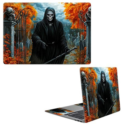 Laptop Skin Sticker Decal, Universal Protective Cover Fit 12 13 14 15.6 Inch Notebook, Reusable Water-Resistant Vinyl Decal w/ 2 Wrist Pads for Business Travel Office, Maple Skull - color: Maple Skull