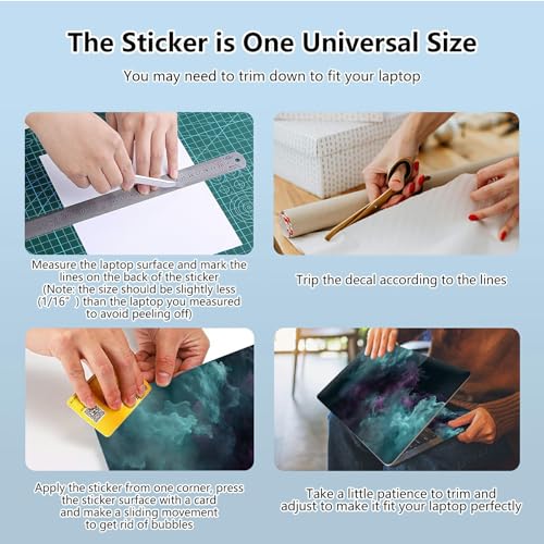 Universal Laptop Skin Sticker with 2 Wrist Pad Skins, Waterproof Scratch Resistant Vinyl Laptop Cover Decal, Cut to Fit for 11–15.6 Inch MacBook HP Dell Lenovo, Abstract Smoke - color: Abstract Smoke