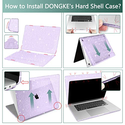 for MacBook Pro 13 inch Case 2023 2022 2021 2020 Release Model A2338 M2/M1 A2289 A2251 with Touch Bar & Touch ID, Glitter Bling Plastic Hard Shell Case & Keyboard Cover, Star Purple - color: Star Purple