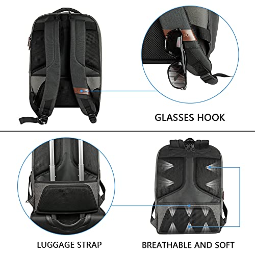 KROSER Laptop Backpack Computer Backpack 17.3 Inch for Men/Women-Grey | Laptop with USB Charging Port Water-Repellent Travel Large Backpack Casual Daypack Business/College - color: A-grey-17.3"
