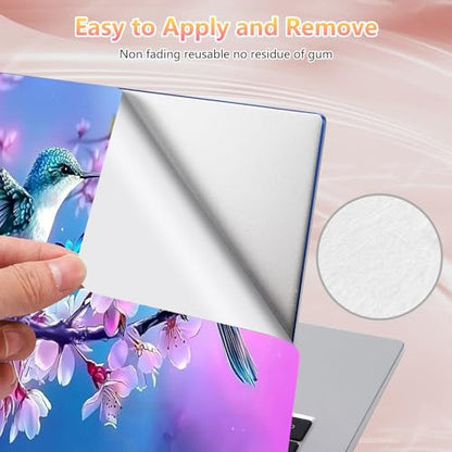 Laptop Skin Sticker Decal 12" 13" 13.3" 14" 15" 15.6",Waterproof Scratch Resistant Vinyl,Reusable Easy to Apply,for MacBook HP Dell Notebooks Netbooks Laptop,2 Wrist Pads,Flower Hummingbird - color: Flower Hummingbird