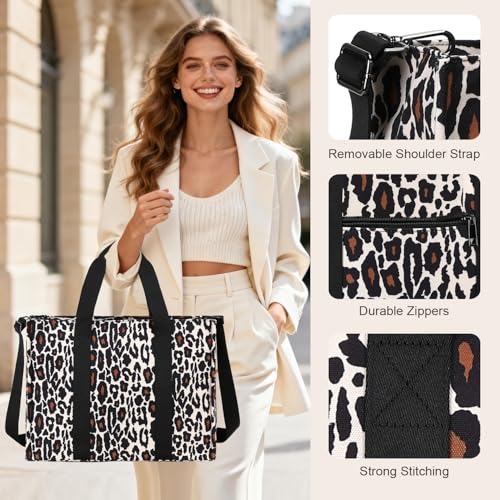 BTOOP Work Tote Bag for Women, Laptop Tote Bag With 15.6 Inch Padded Compartment, Teacher Nurse Bible Bags - color: Leopard-black