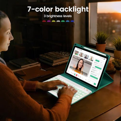 Keyboard Case for iPad Air 5th/4th Pro 11 inch, 7-Color Backlit Detachable Wireless Keyboard Case with Pencil Holder, Stand Folio Cover for Gen 2020/2022, Pro 4th/3rd/2nd/1st Gen, Teal - color: Teal