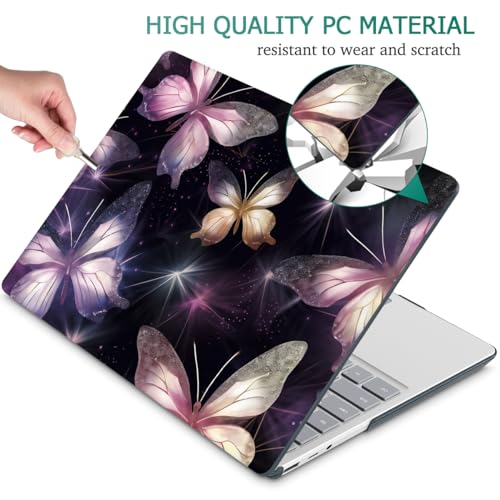 Mektron 2023 Microsoft Surface Laptop GO 3 Case 12.4" Compatible with Go 2/1 Laptop Cover 2022-2020 Releases Model 1943/2013 Plastic Hard Shell Case with Screen Protector, Glittering Butterfly - color: Glittering Butterfly