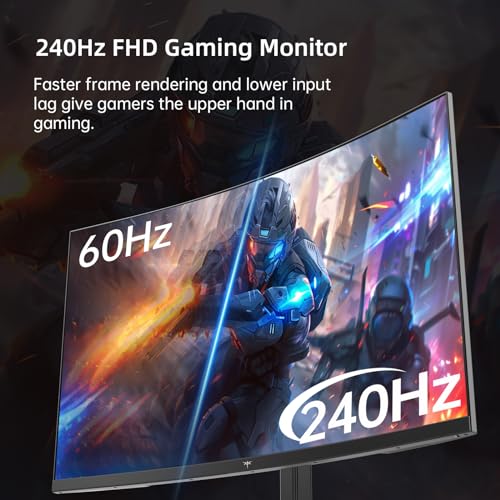 KTC 32 Inch 240Hz Curved Gaming Monitor, FHD 1500R HDR PC Monitor, H32S17F | Adaptive Sync, Ultra-Fast 1080P 1ms Monitor for Gamer, 3500:1 Contrast, HDMI 2.0 x 2, DisplayPort 1.4 & USB 2.0 - color: Black, size: FHD Curved 240Hz