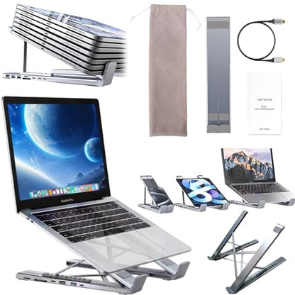 8 in 1 USB C Laptop Docking Station Stand, Portable Foldable Aluminum Hub with 4K HDMI, 100W PD, Dual USB 3.0, SD/TF Card Reader for MacBook Pro/Air, Dell, HP, Lenovo, Surface (1, Standard 5-in-1) - color: Standard 5-in-1