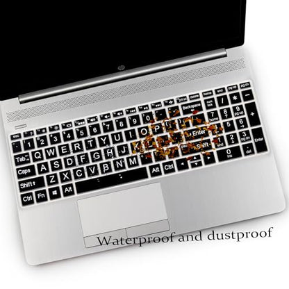 2PCS Keyboard Cover with Large Letters for HP Laptop 15.6 15-dy 15-dw 15-bw 15-bf 15-bs 15-cb 15-cc 15-cd 15-cs 15-da 15-ef Series, HP Envy 17.3 17-by 17-bs 17-ca Series - color: Large Letters Black+Clear