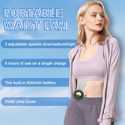 Portable Fan,2-in-1 Waist Clip On Bladeless, Ultra-Quiet Mini Personal Neck Fan 3 Speeds with 360°Adjustable Clip USB Rechargeable for Hiking,Office & Outdoor - color: Green