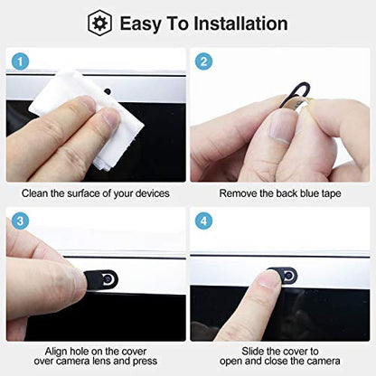 ProCase [6 Pack] Webcam Cover Slide for Laptop Phone, Ultra Thin Flexible Slide Camera Blocker Privacy Security Cover for MacBook Air Pro iMac iPad iPhone Echo PS4 Tablet PC Computer –Black