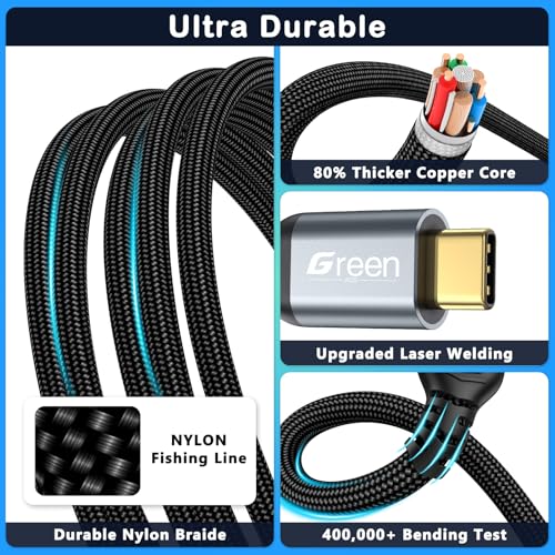 Green Jiss® USB C Extension Cable 5ft, 20Gbps/4K@60Hz Video, Heavy Duty USB3.2 Gen2 Extender Male to Female Full Function Ultra-High Speed Transfer USB Type C Extender 240W Fast Charging Cable - size: 5 FT