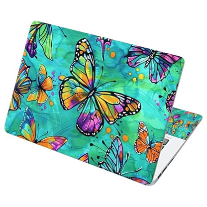 Universal Laptop Skin Sticker with 2 Wrist Pad Decals, 3-Piece Removable Vinyl Laptop Cover, Colorful Art Butterfly Waterproof Anti-Scratch, Easy-Trim Fit for 13.3" 14" 15.6" Laptops - color: Colorful Art Butterfly