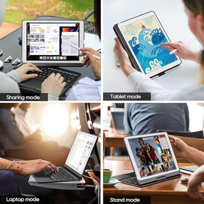 Keyboard Case for iPad 10.2-inch (9th 8th 7th), Air 3rd Generation Black | Pekarejue 360 Swivel Rotatable Cover, Pencil Holder, Trackpad, Backlit Keys, , Fits iPad 10.2"(9th/8th/7th) & Air 3rd Gen - color: Black, size: iPad 10.2"(9th-7th)& Air 3rd 10.5“