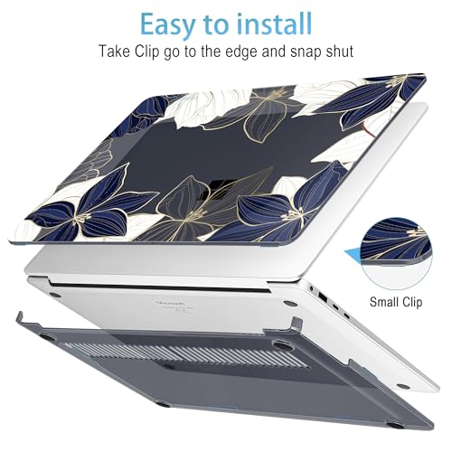 Mektron Case for 13.8" Microsoft Surface Laptop 8/7 (2026/2024) Surface Laptop 13.8 Inch Cover Fits Model 2036, Keyboard Cover +Screen Protector +Dust Plugs, Gold line Lily - color: Gold line lily