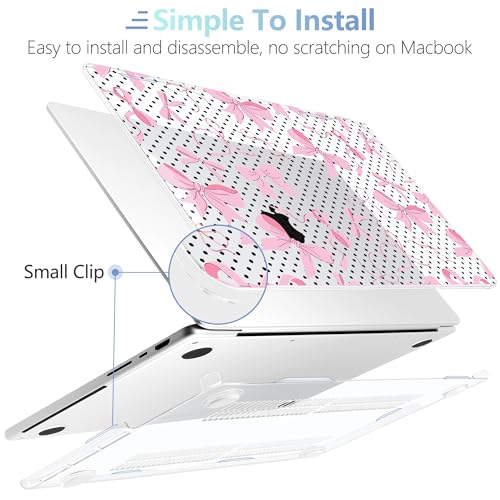 MEEgoodo Compatible with MacBook Pro 14 inch Case (M5/M4/M3/M2/M1) Pro/Max 2026 2025 2024 2023 2021, Fit Model A3427/A3426/A3434/A3112/A3401/A3185/A2918/A2992/A2779/A2442, Black Polka Dots&Pink Bows - color: Black Polka Dots&Pink Bows
