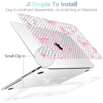 MEEgoodo Compatible with MacBook Pro 14 inch Case (M5/M4/M3/M2/M1) Pro/Max 2026 2025 2024 2023 2021, Fit Model A3427/A3426/A3434/A3112/A3401/A3185/A2918/A2992/A2779/A2442, Black Polka Dots&Pink Bows - color: Black Polka Dots&Pink Bows