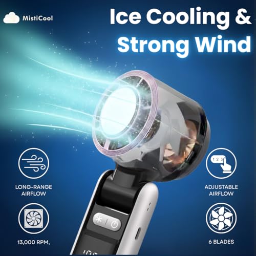 ArcticPad Portable Peltier Chill-Pad Fan - Cooling Handheld Fan with Cold Plate - 13K RPM, 100 Speeds & LED Display - USB Rechargeable Battery Powered Travel Fan - Snow White - color: Snow White