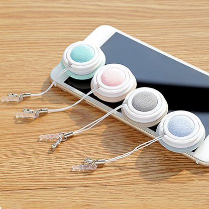 4pcs Cute Macaron Screen Cleaner Set, Mini Phone Cleaning Kit with Strap, Reusable Washable Soft Cloth for Smartphone Glasses Camera Laptop Lens