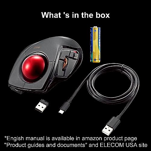 ELECOM DEFT PRO Trackball Mouse, Wired, Wireless, Bluetooth 3 Types Connection, Ergonomic Design, 8-Button Function, Red Ball, Windows11, MacOS (M-DPT1MRXBK) - style: Trackball Mouse