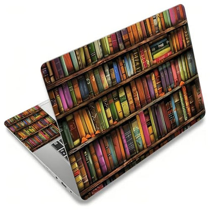 Laptop Skin Sticker Decal, Universal Reusable Vinyl Laptop Cover for 12" 13" 13.3" 14" 15" 15.4" 15.6" Notebook PC, Waterproof Scratch-Resistant with 2 Wrist Pads, Easy to Apply & Remove,Bookshelf Art - color: Bookshelf Art